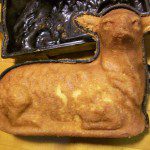 lamb cake baked in an antique cast iron mold