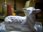lamb cake with white royal icing