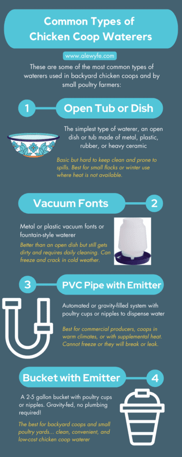 infographic version of chicken coop waterer guide below