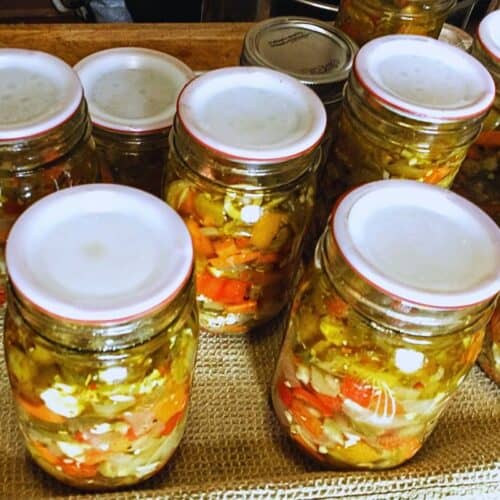jars of home-canned Chicago style giardiniera