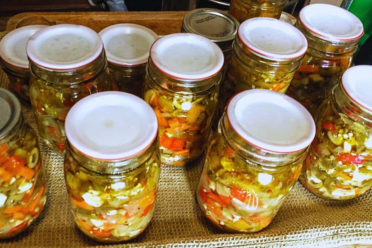 jars of home-canned Chicago-style giardiniera
