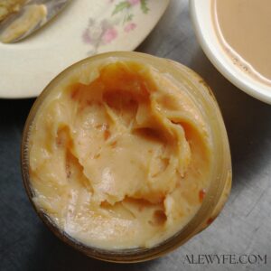 top down view of a jar of vanilla bean marmalade compound butter