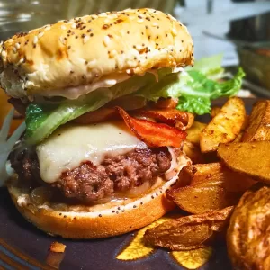 COOK: Venison Burgers with Bacon, White Cheddar, & Caramelized Sweet Onion
