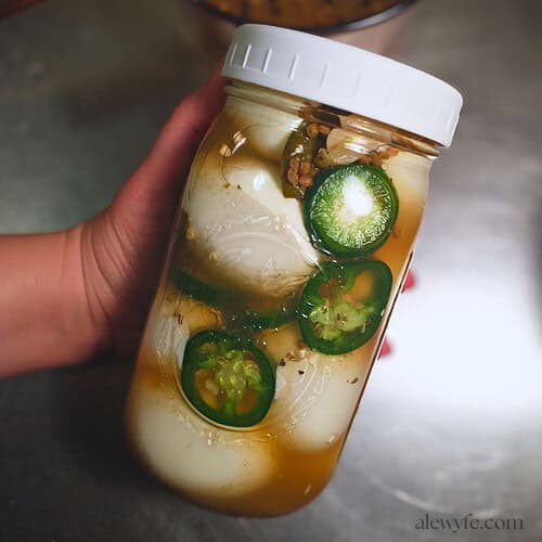 Spicy Jalapeno Pickled Eggs (easy refrigerator pickle recipe) ALEWYFE