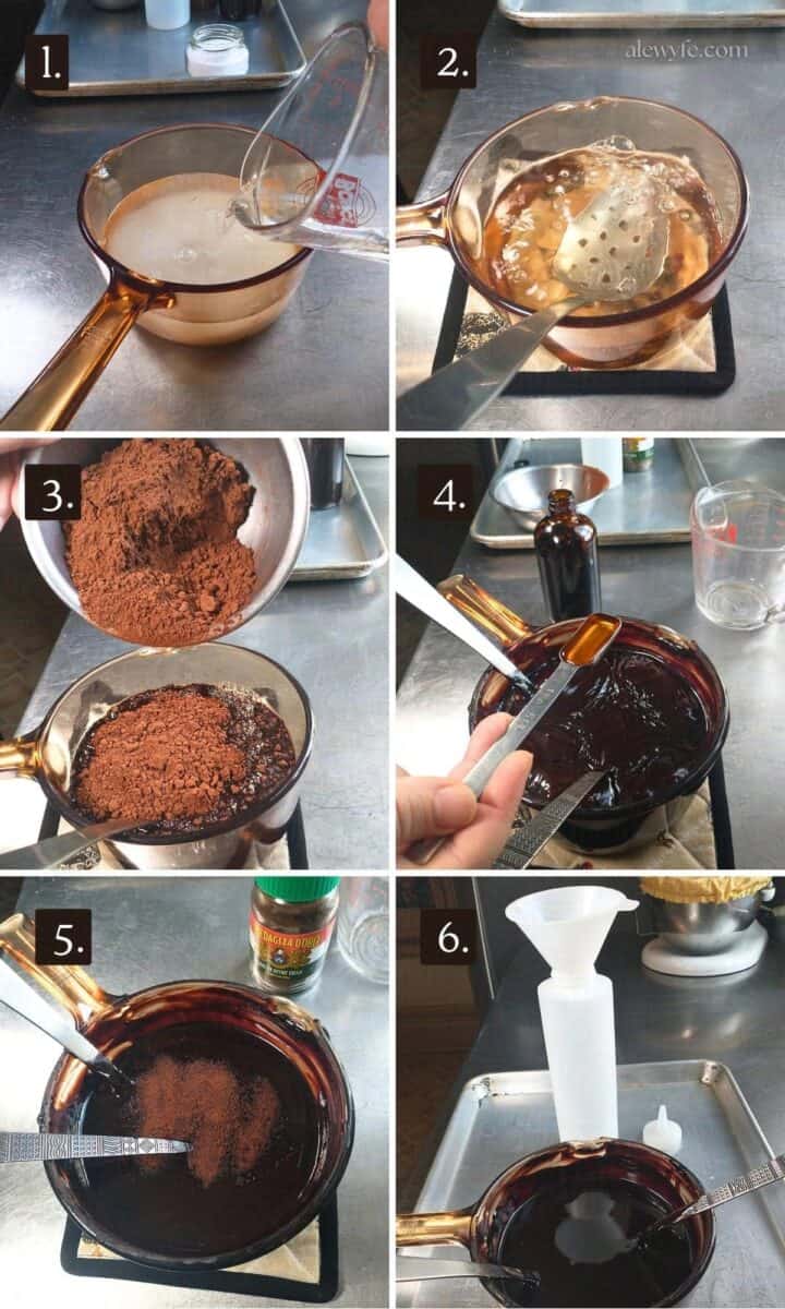 chocolate mocha syrup recipe instruction grid.