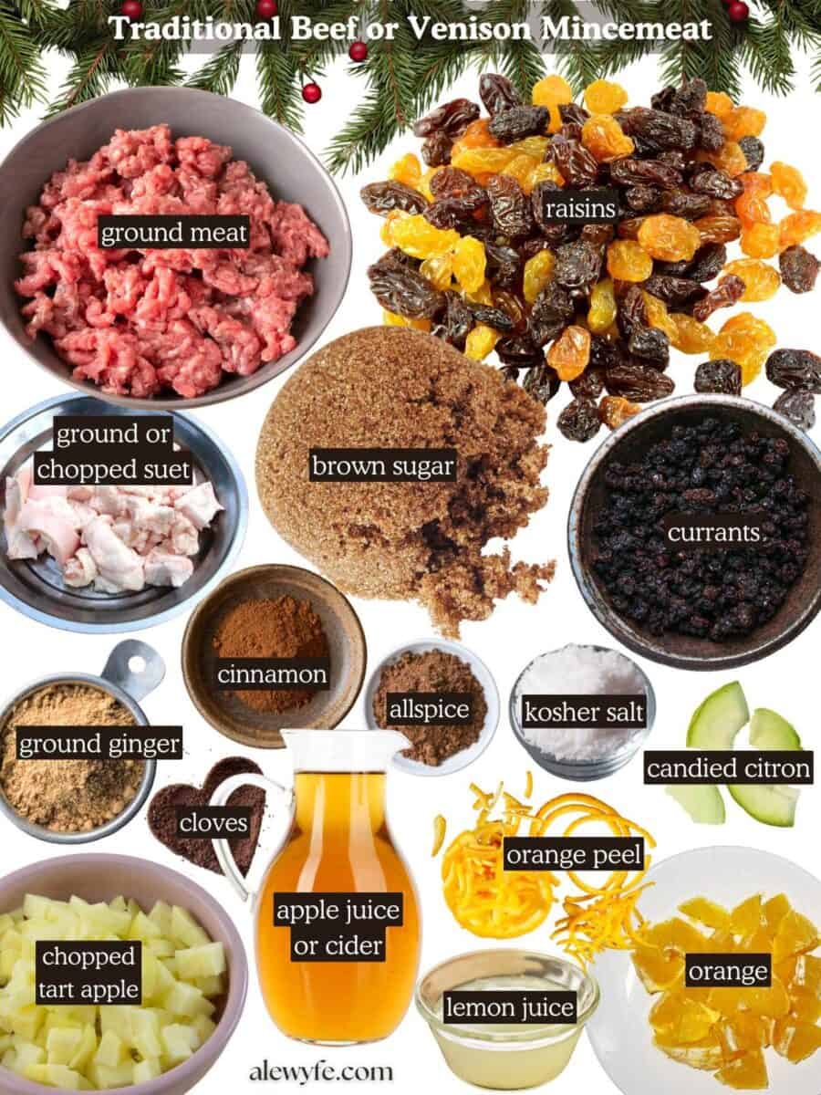 labeled ingredient photo for mincemeat canning recipe.